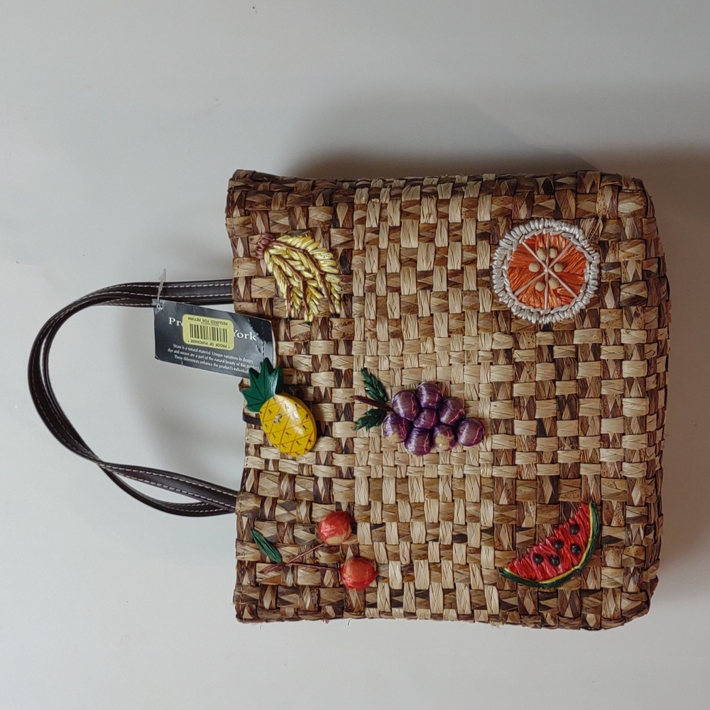 NWT Preston & York Floral Fruit Straw Shoulder Bag